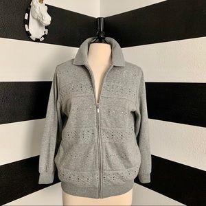 Alfred Dunner Sweatshirt Embellished Gray Size 10